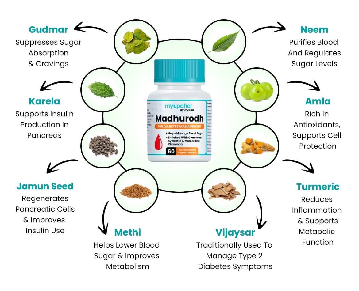 Natural ingredients in Madhurodh Sugar Capsules
